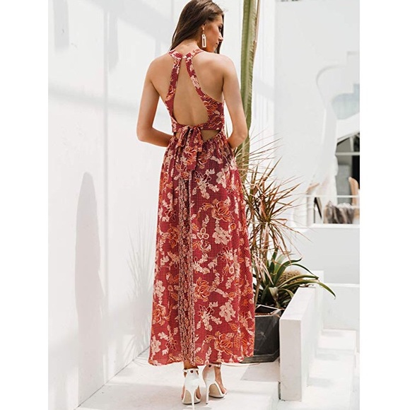 floral print split maxi dress - Picture 3 of 8